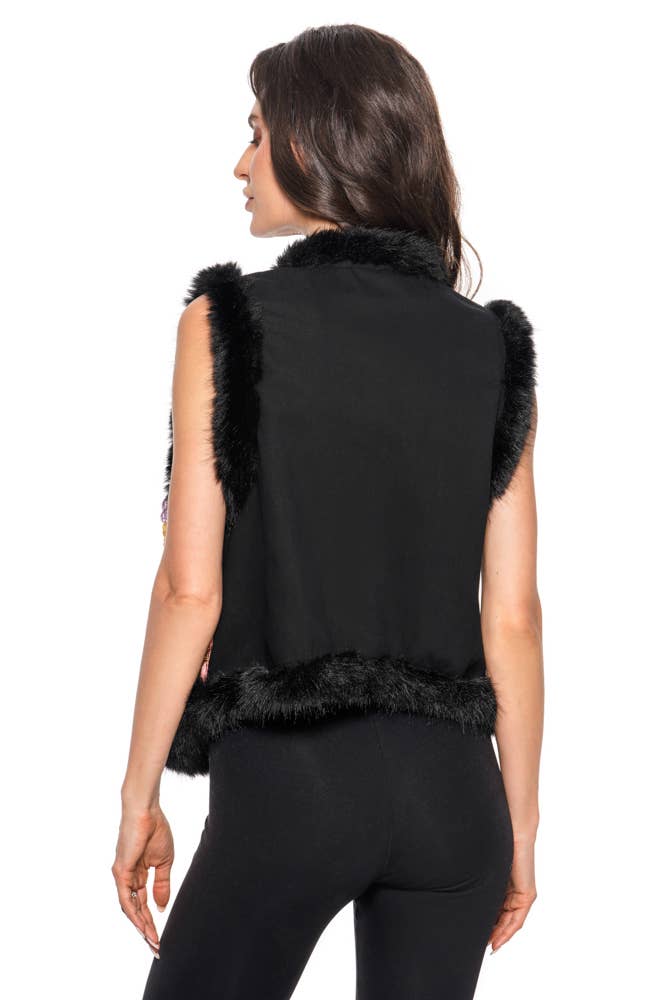 Floral Faux Fur Vest
