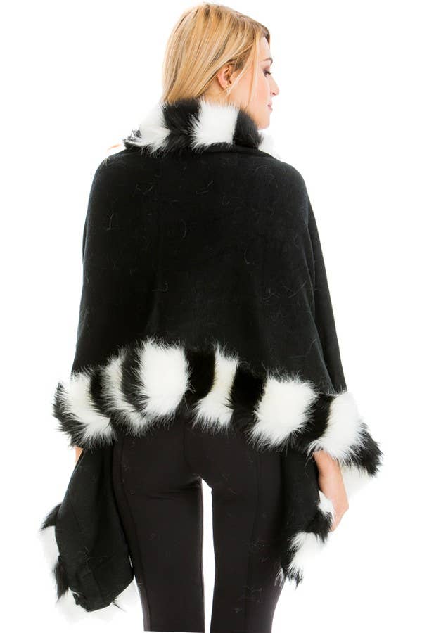 Faux Fur Trimmed Wrap
