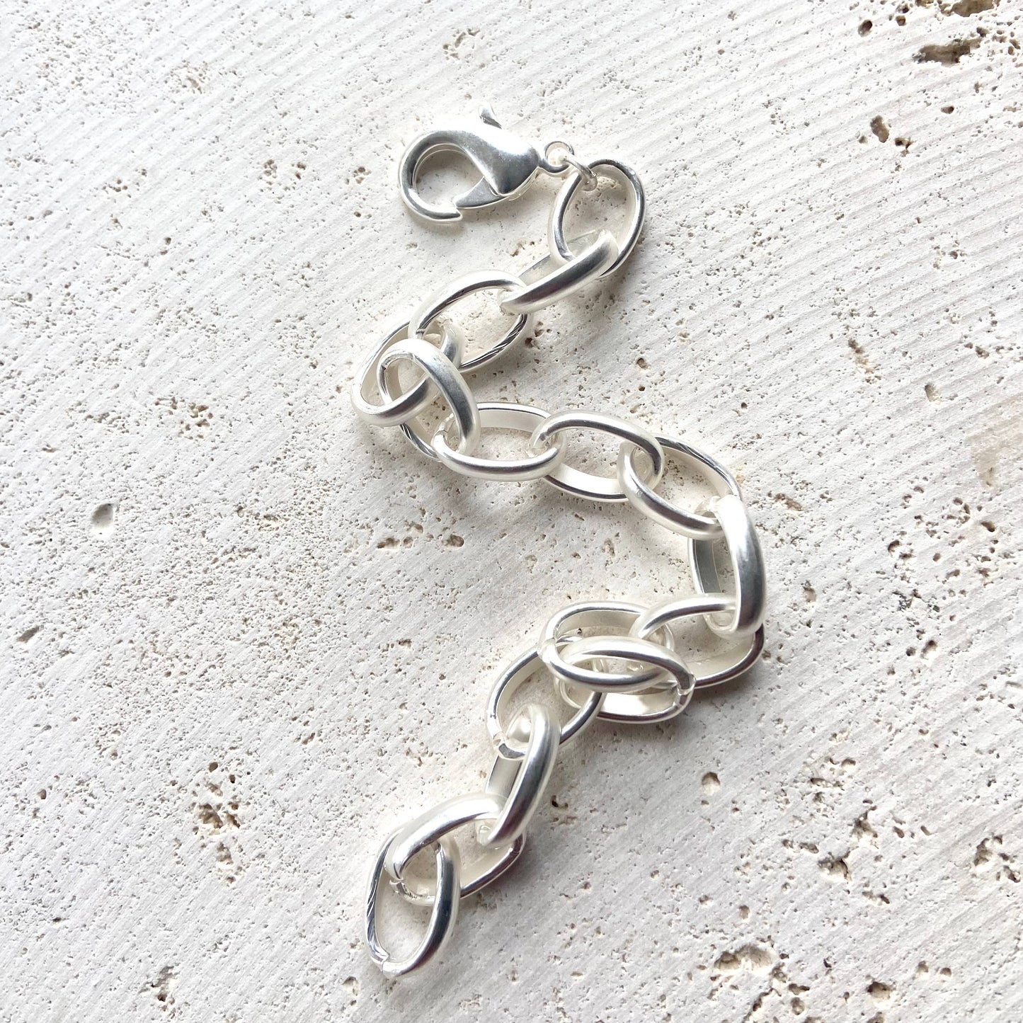 Matte Silver Chunky Bracelet
