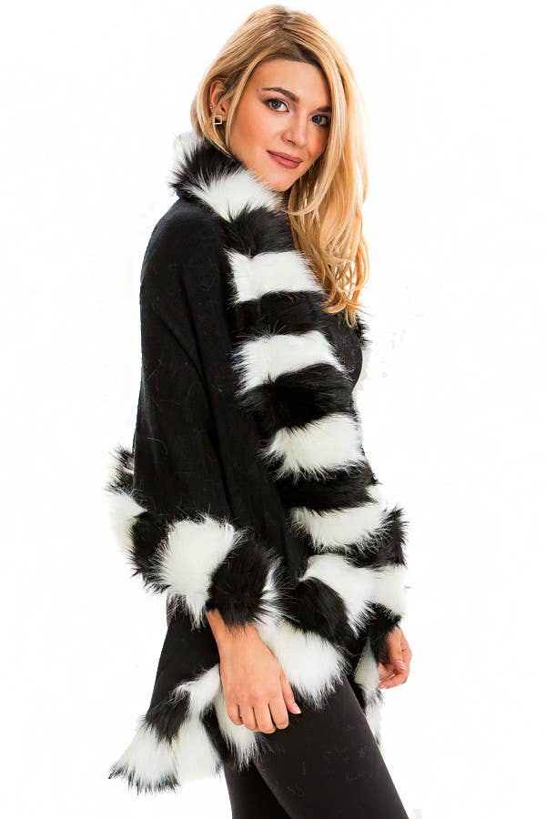 Faux Fur Trimmed Wrap