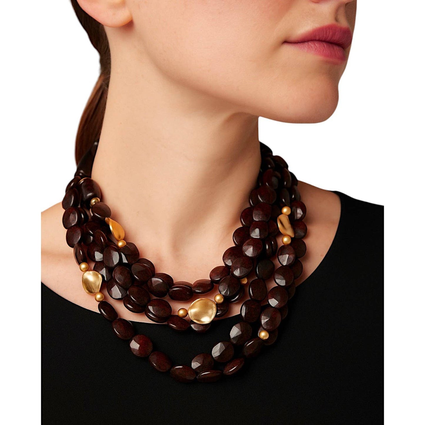 Chocolate Stone Bead Necklace