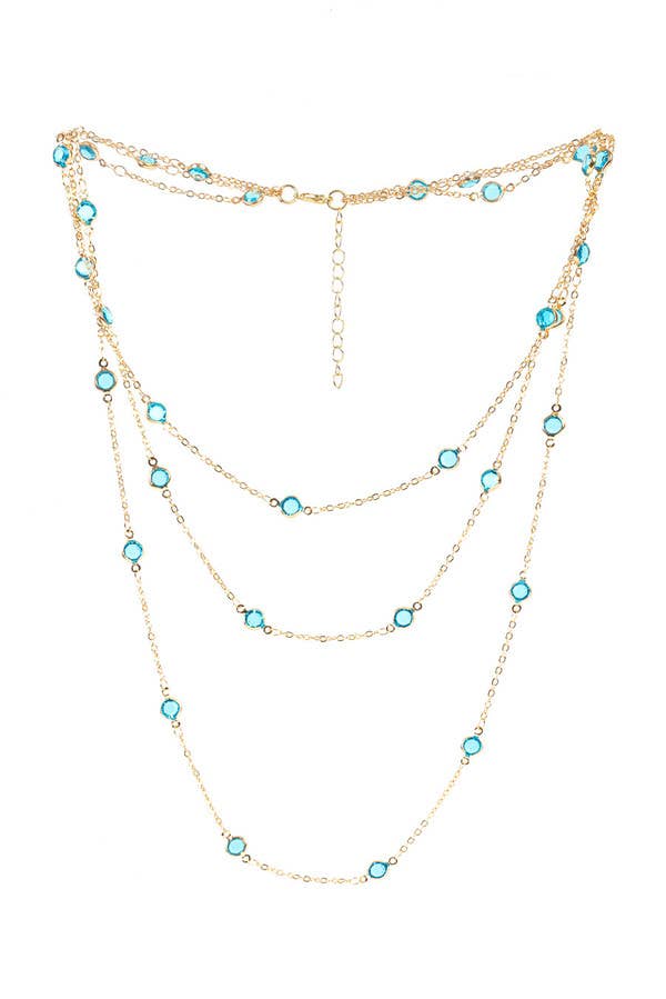 Aqua Glass 3-Layer Necklace