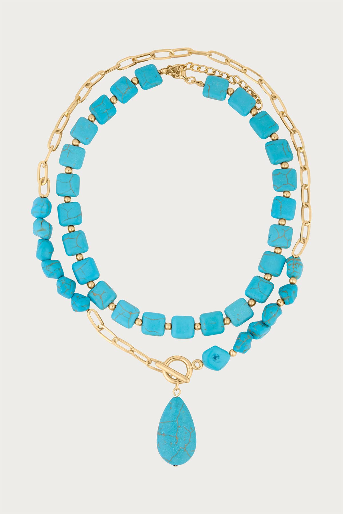 Turquoise Pendant Double Necklace