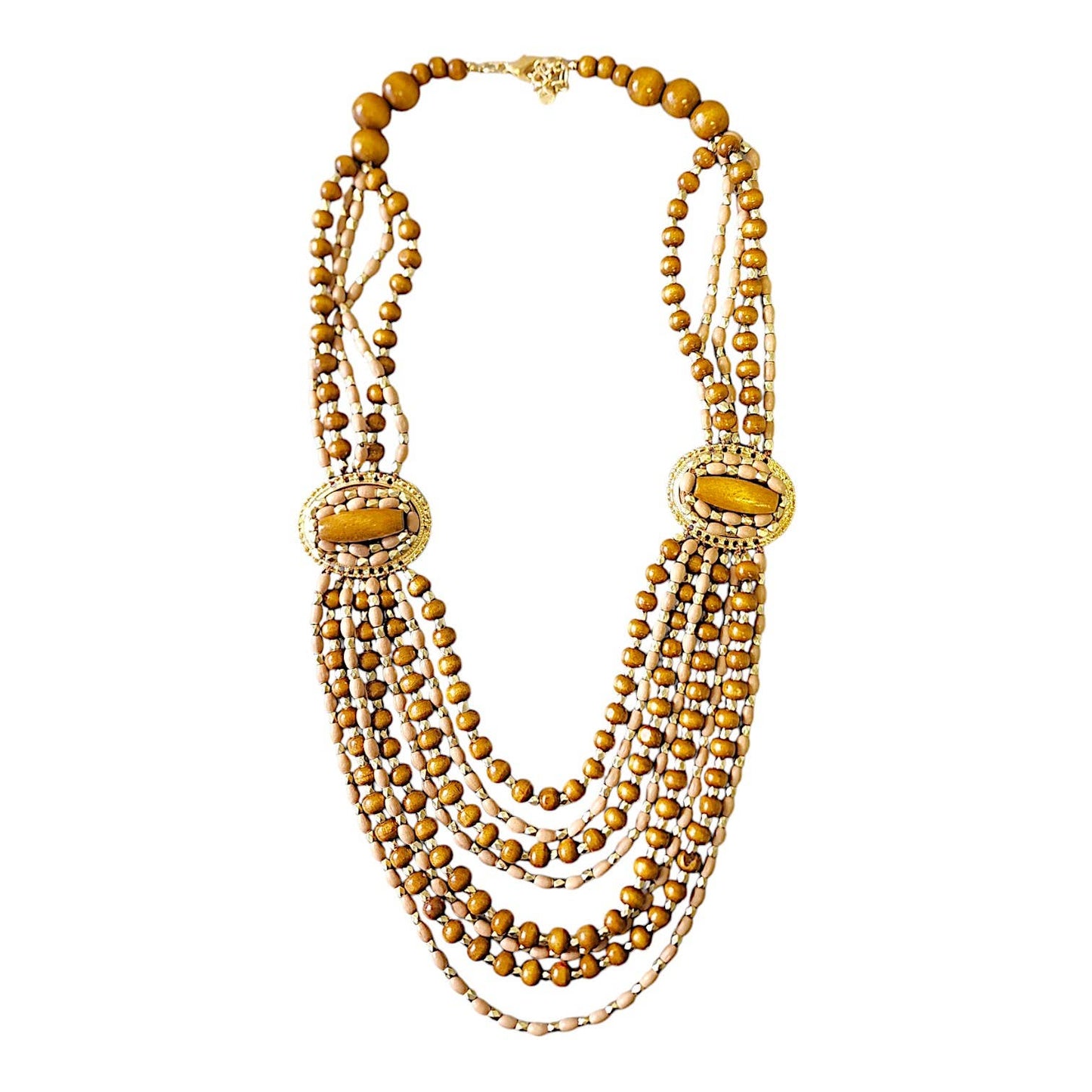 Multi-Strand Wood Bead Necklace