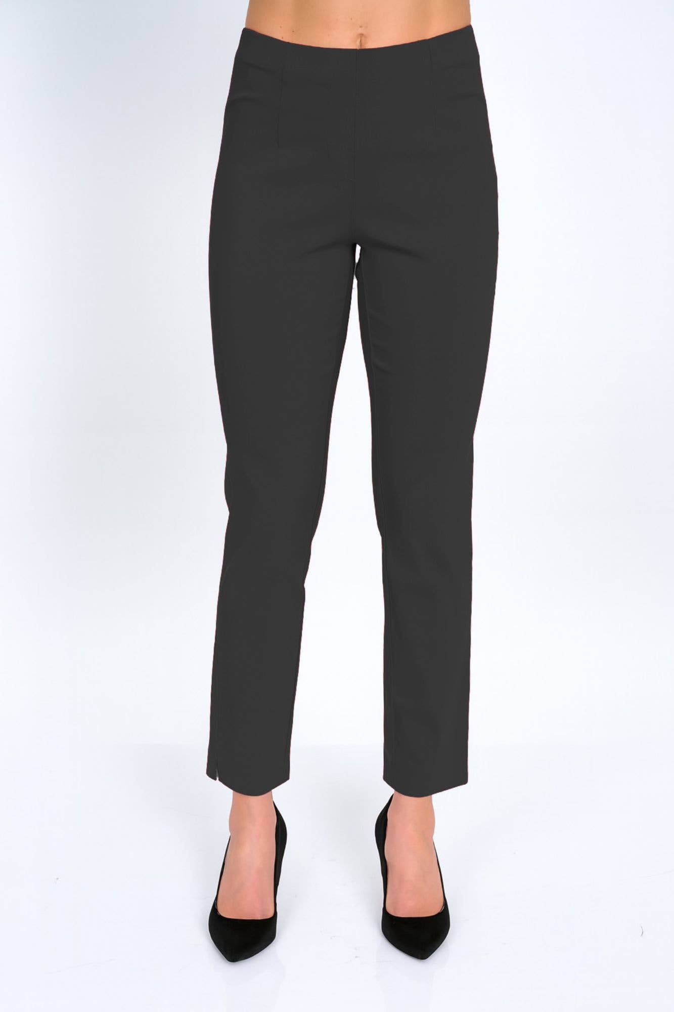 Pull On Tapered Ankle Pant - Black Techno