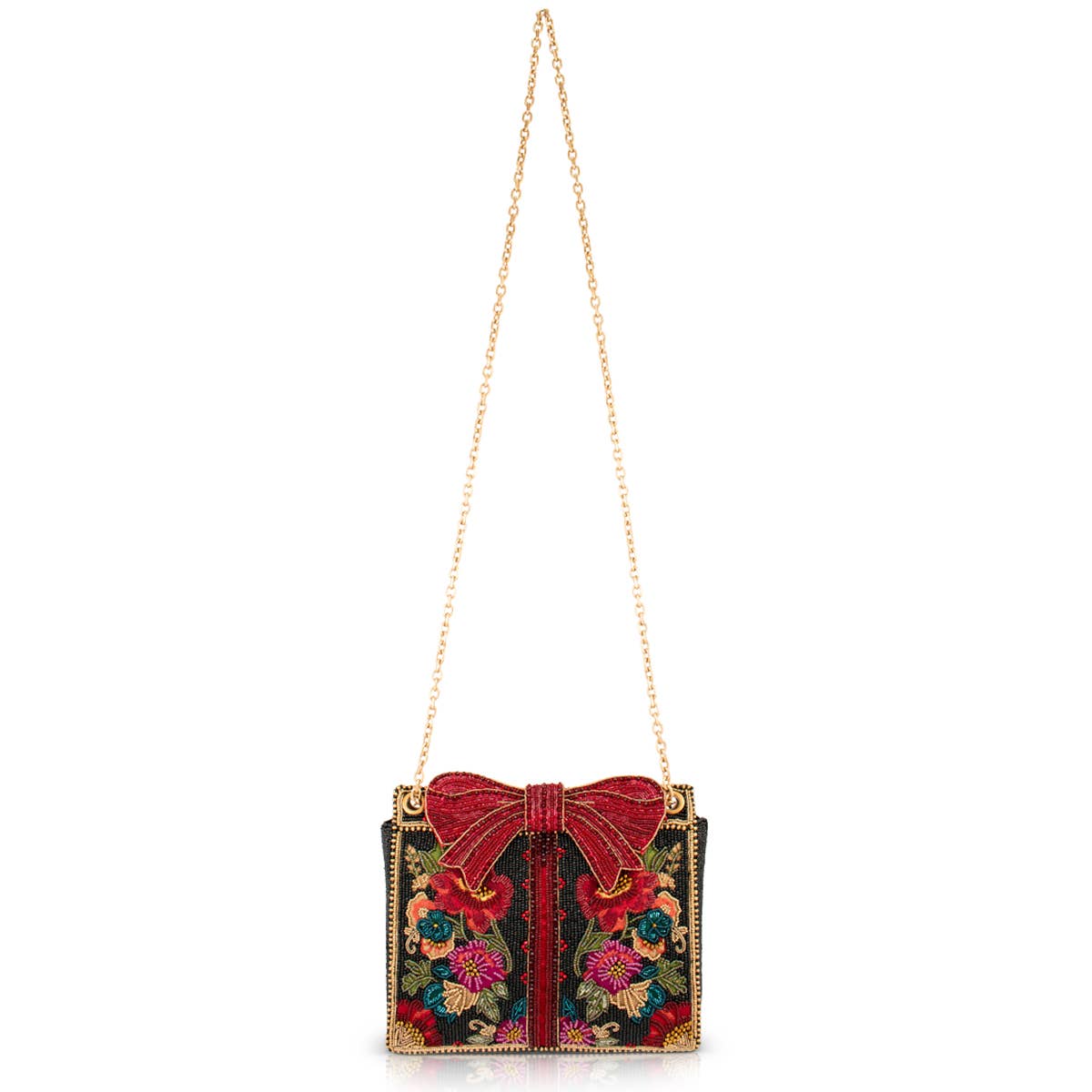 MF Floral Bow Beaded and Embroidered Handbag