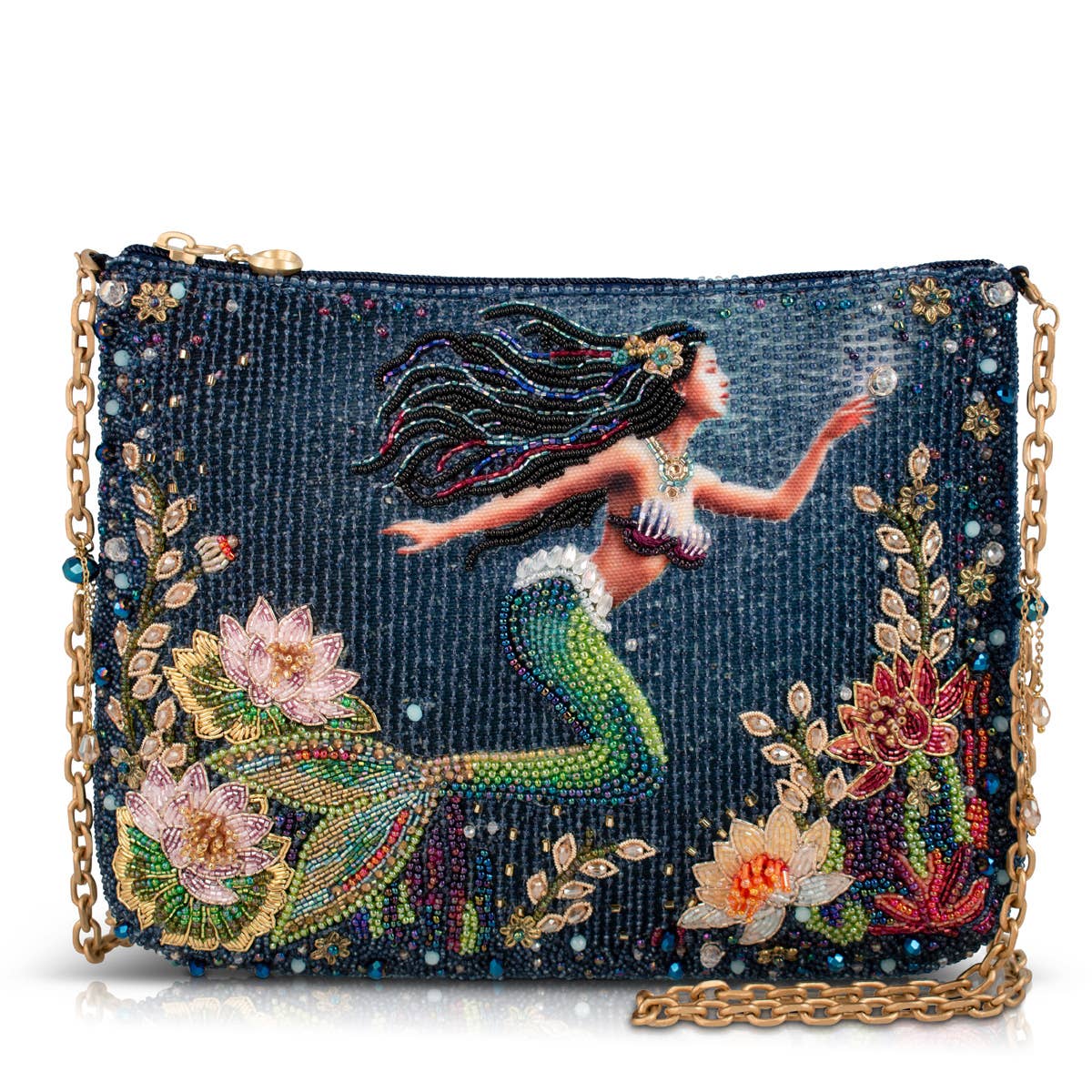 MF Mermaid Magic Beaded Crossbody Handbag