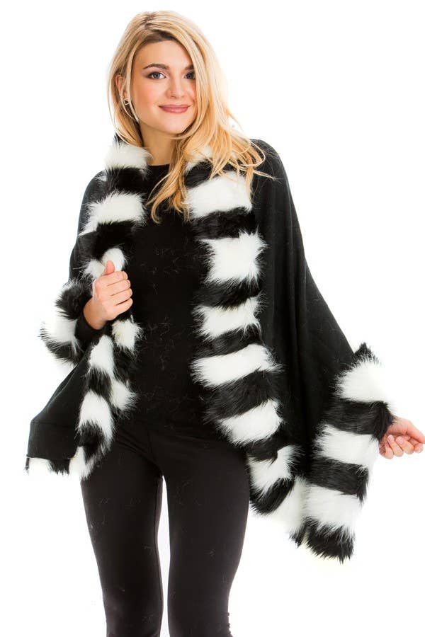 Faux Fur Trimmed Wrap