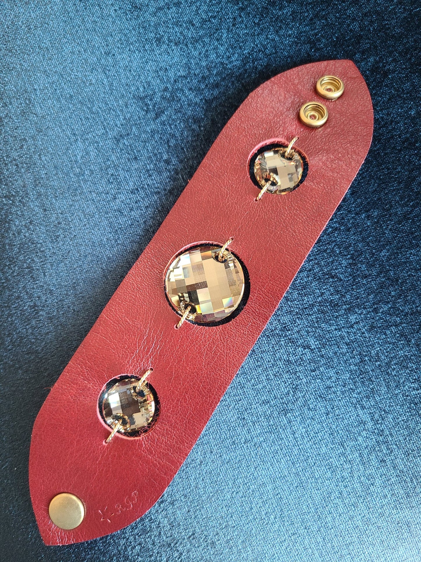 Lobster Crystal & Leather Cuff