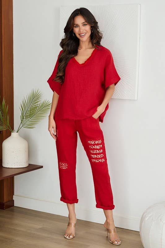 Italian Linen V-Neck Top