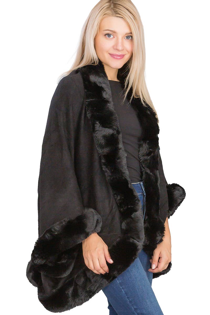 Faux Fur Single Layer Poncho