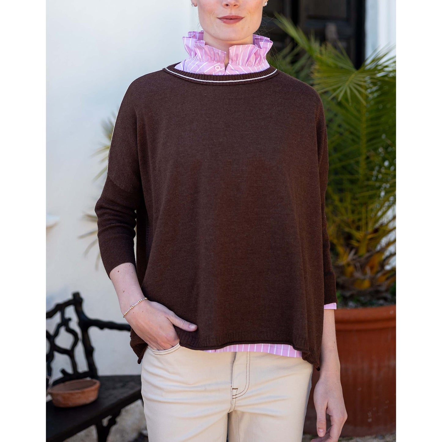 Catalina Crewneck Sweater - Coffee/Cream