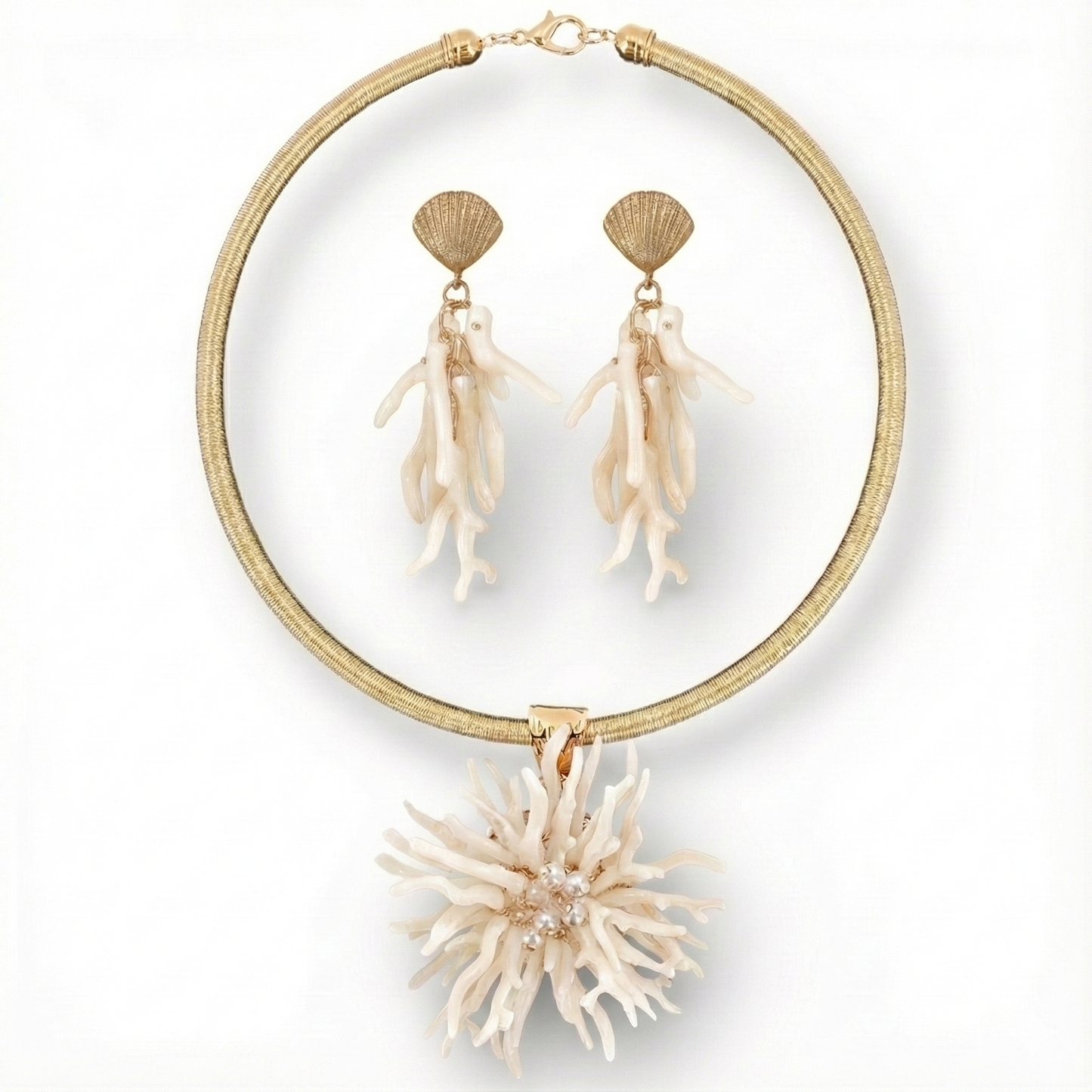 White Coral Branch Collar Necklace