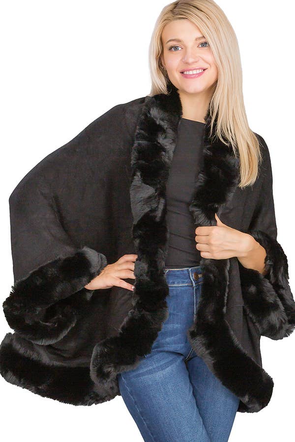 Faux Fur Single Layer Poncho