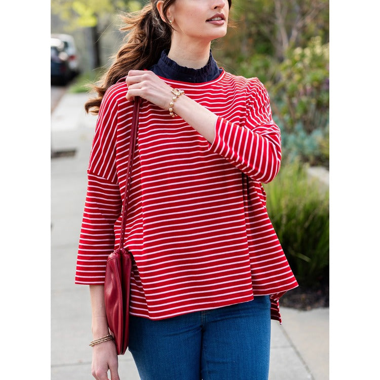 Catalina Slub Tee - Red/Pink Stripe