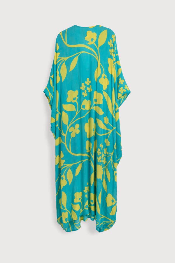 Bold Floral Kaftan - Turquoise
