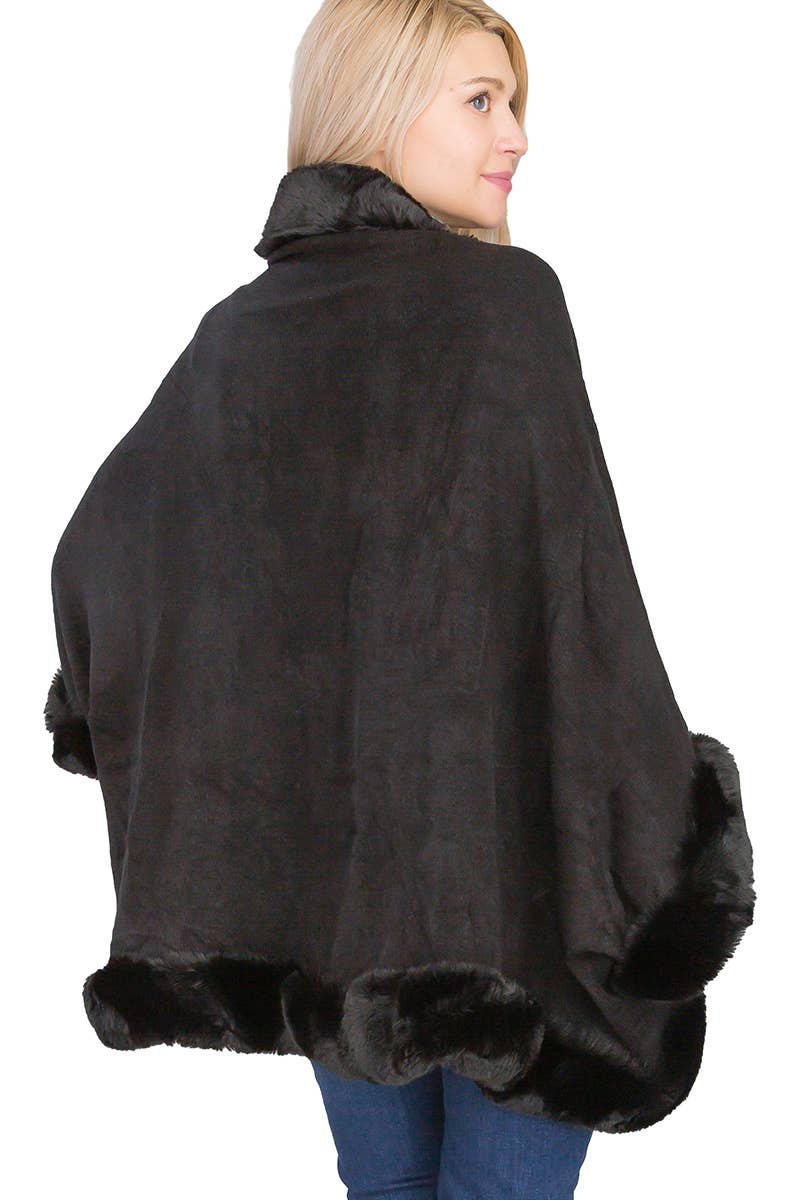Faux Fur Single Layer Poncho