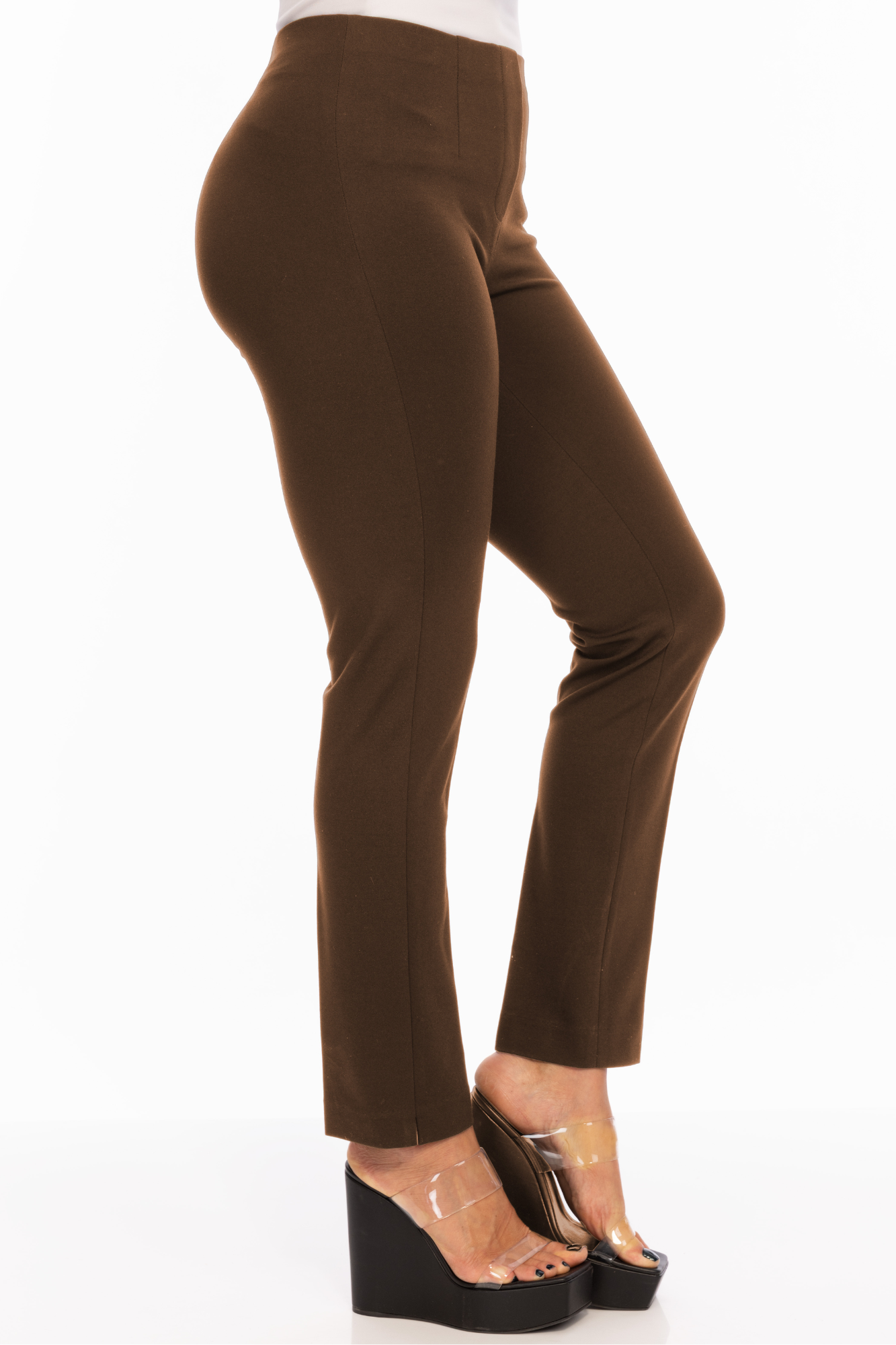 Pull On Tapered Ankle Pant - Chocolate Ponte