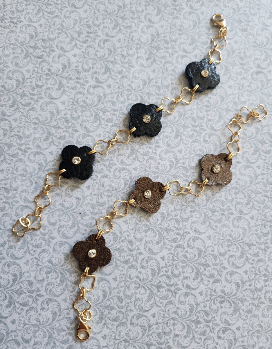 RJP Clover Link & Leather Bracelet