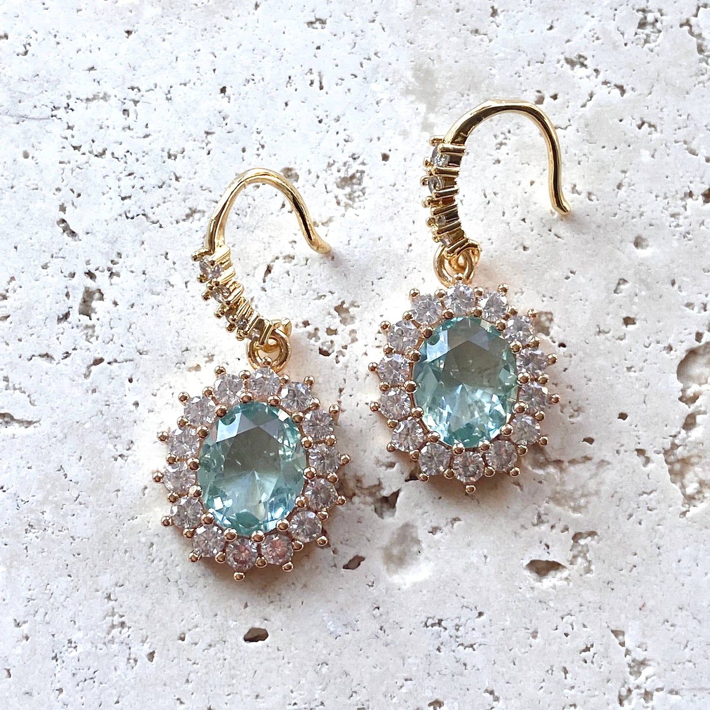 Vintage Aqua Crystal Earrings