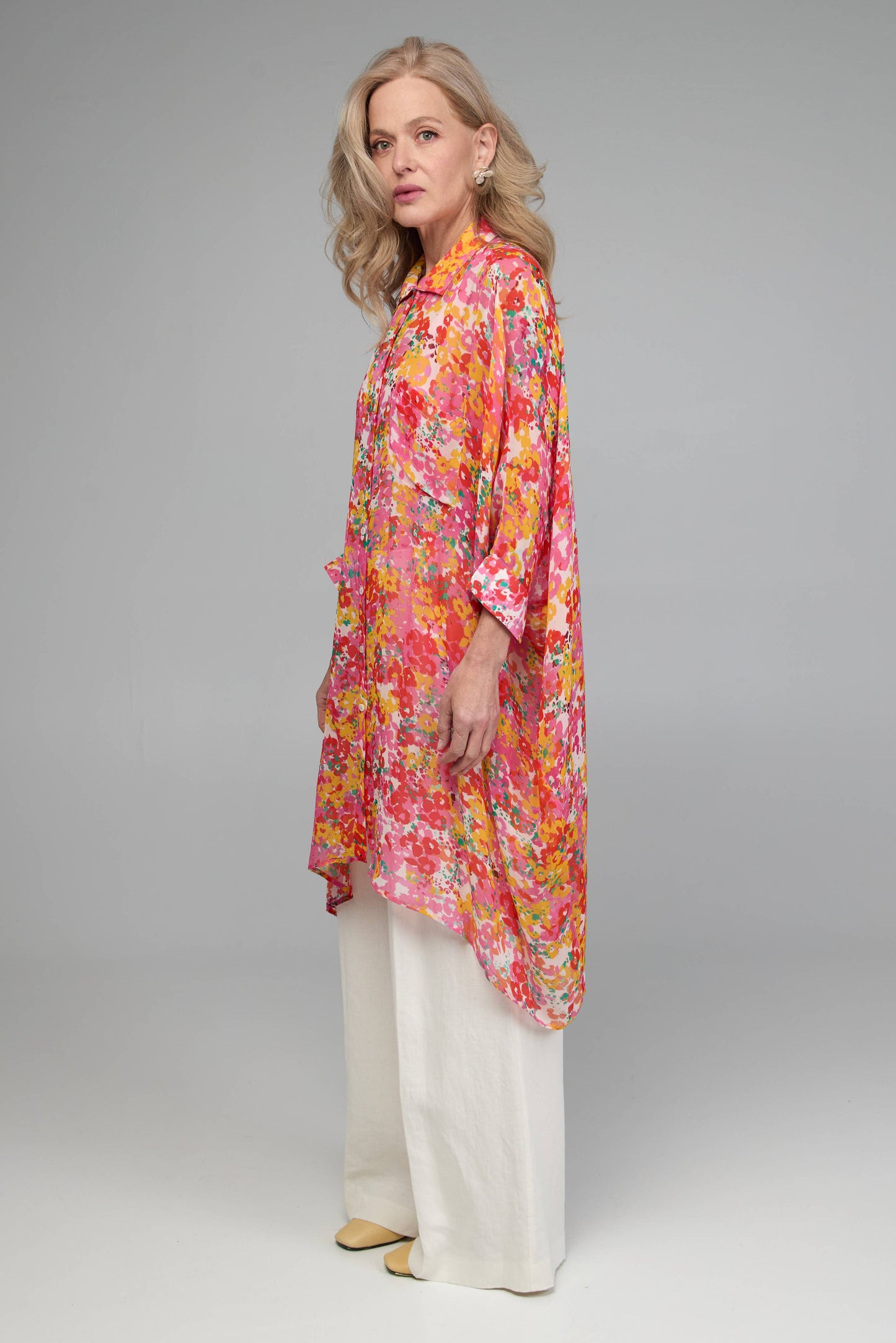Oversized Sheer Floral Shirt