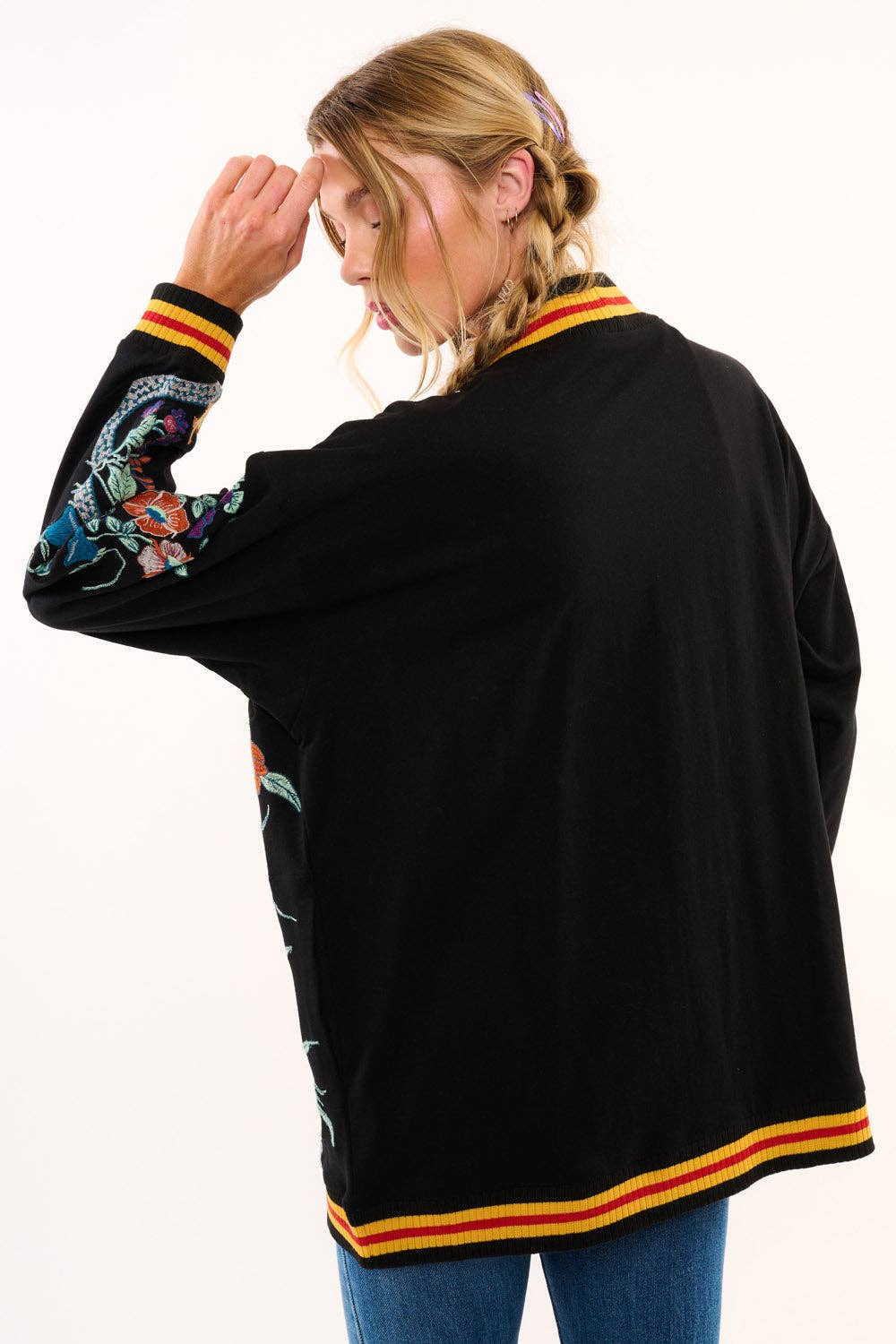 Embroidered French Terry Cardigan
