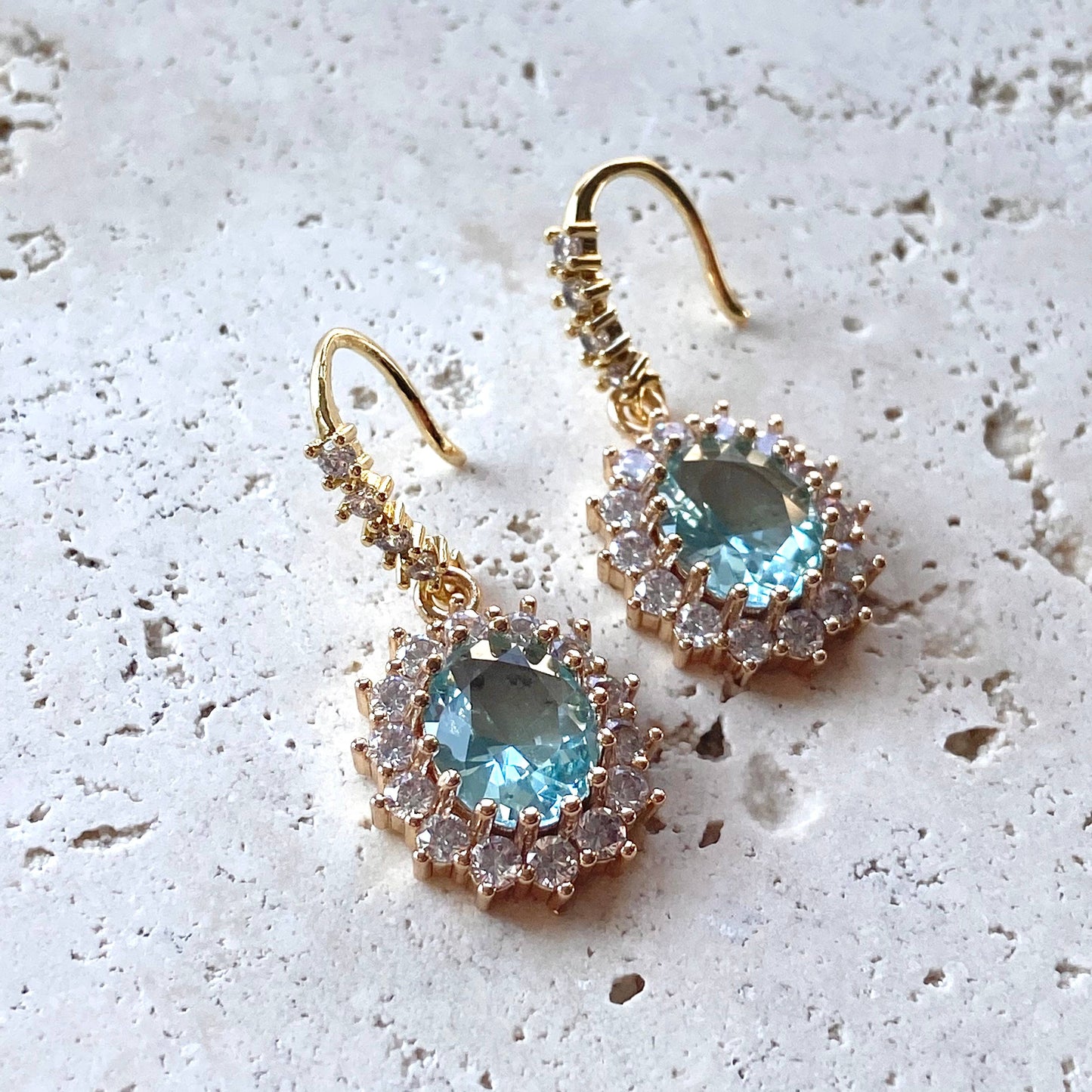 Vintage Aqua Crystal Earrings