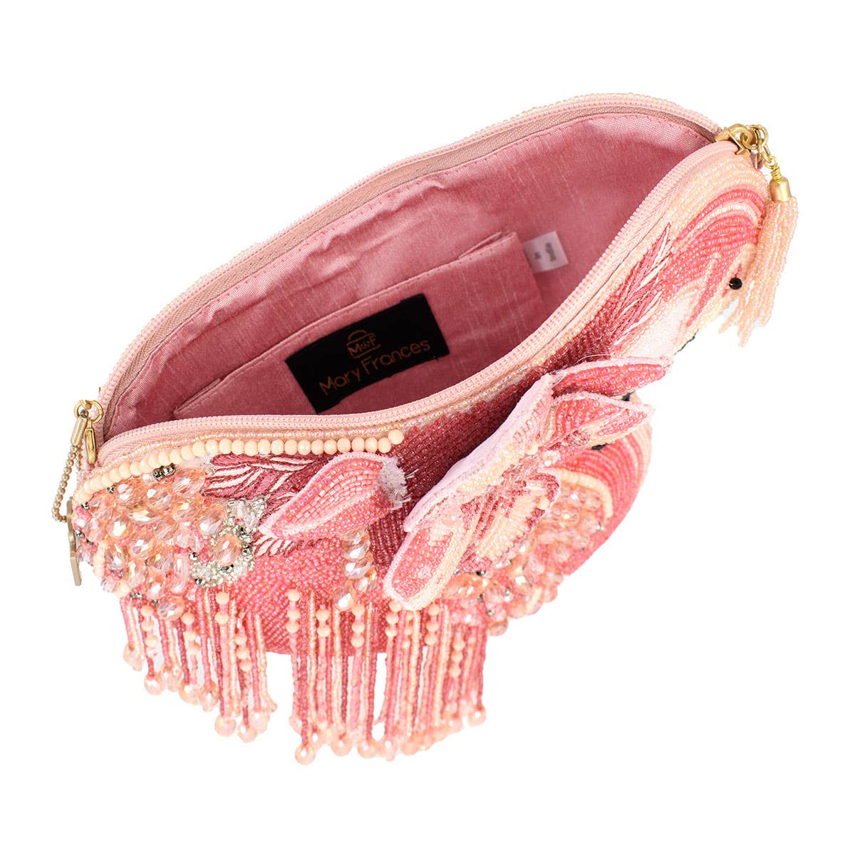 MF Pink Flamingo Beaded Crossbody Handbag
