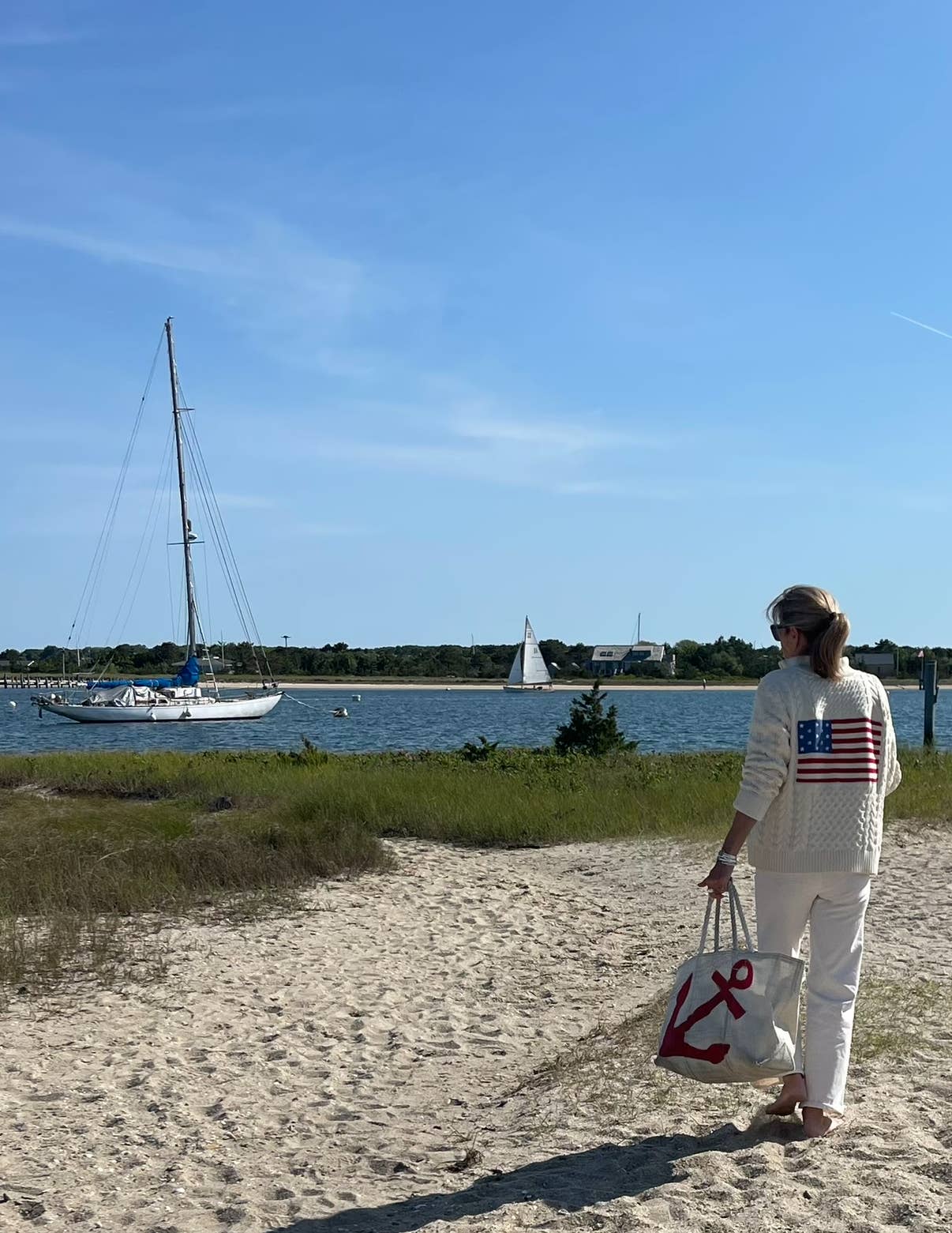 Half Zip Cable Flag Sweater