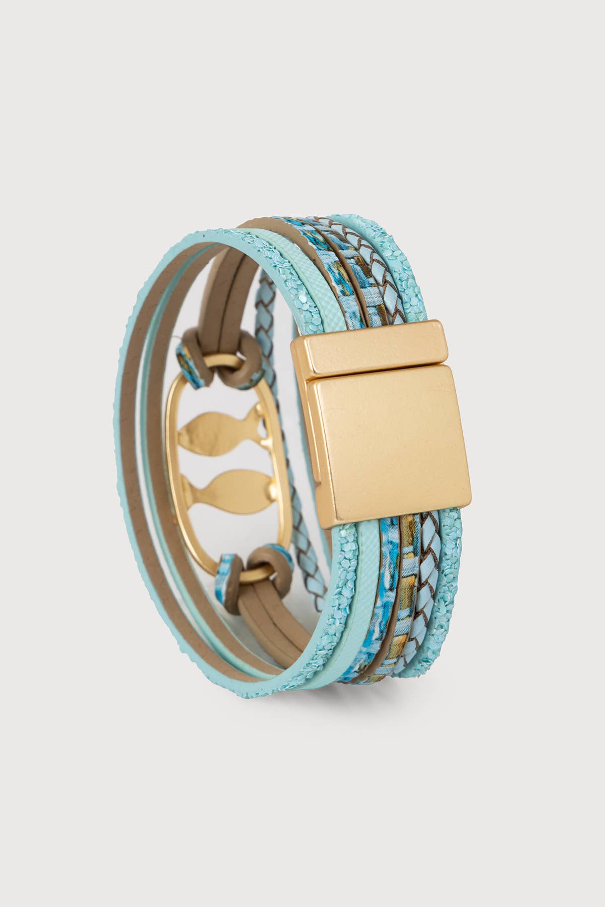 Fish Charm Leather Bracelet