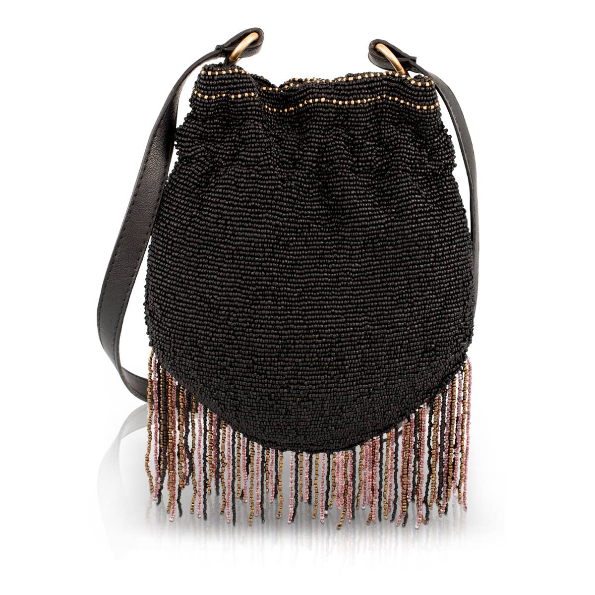 MF Boho Paisley Fringe Bucket Bag