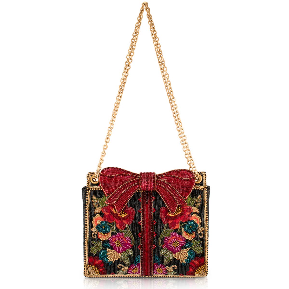 MF Floral Bow Beaded and Embroidered Handbag