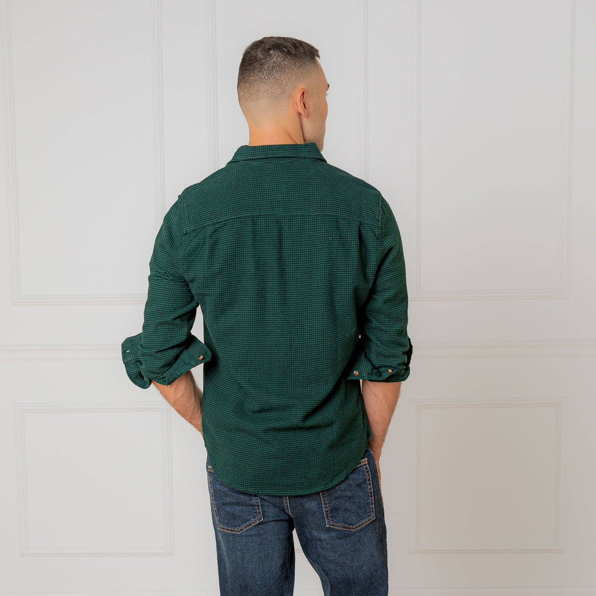 MEN'S Organic Cotton Flannel Shirt - Scottish Herringbone