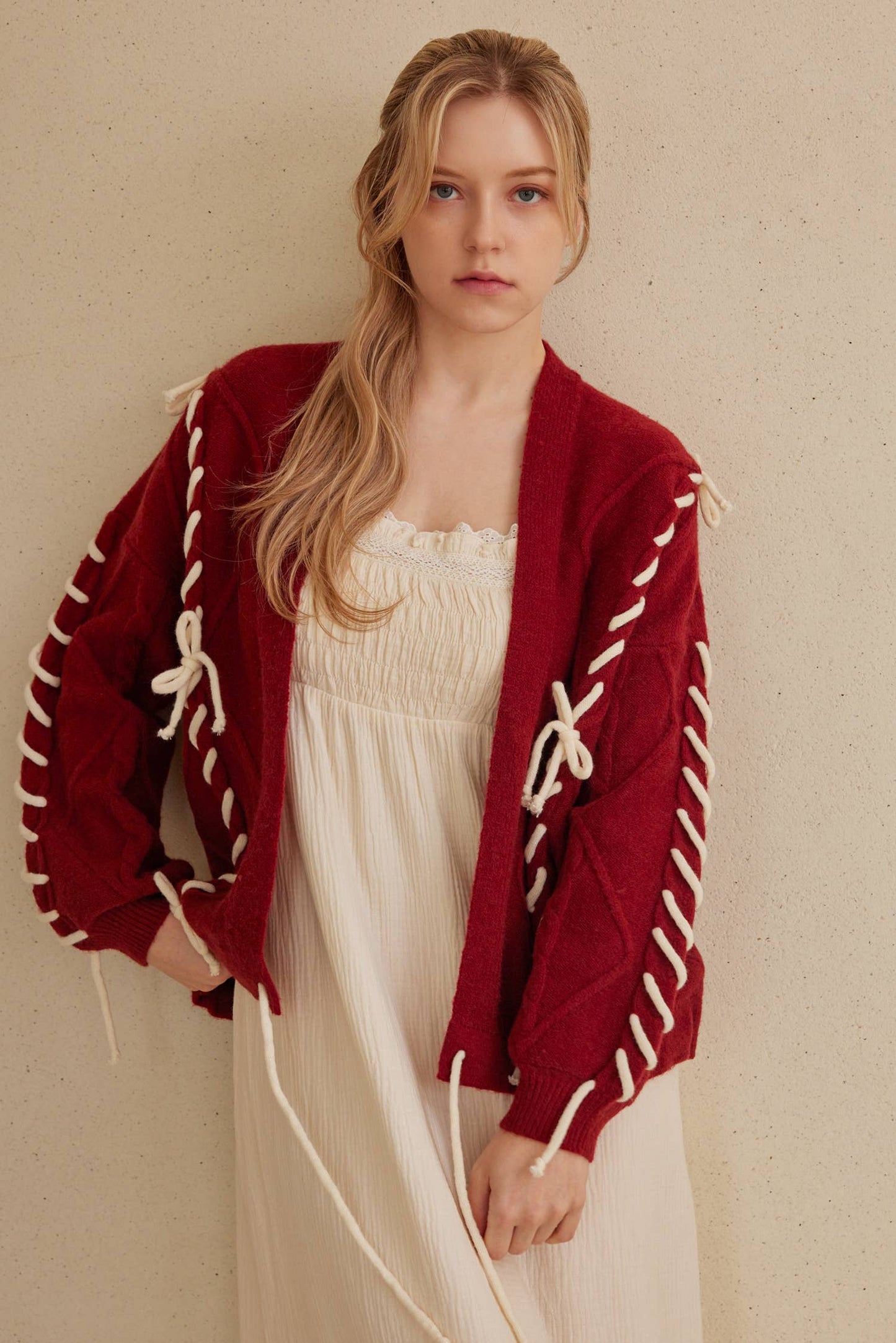 Open Front Overstitch Jacket