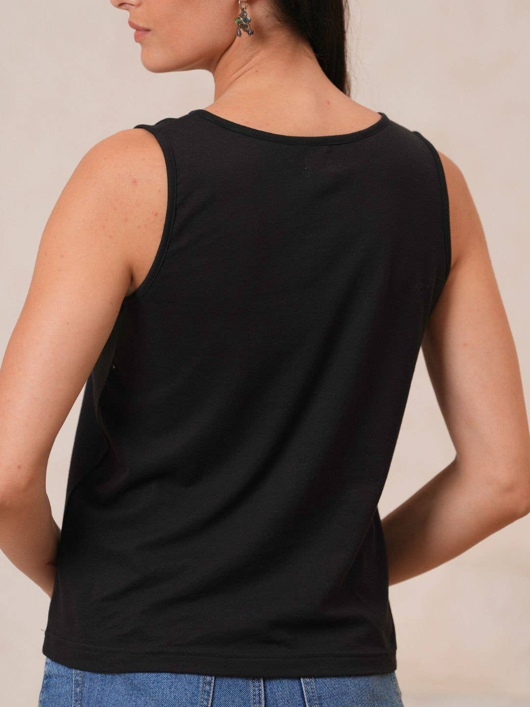 Classic V-Neck Tank Top - Black