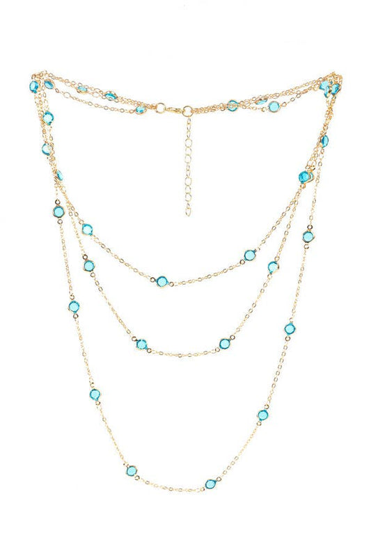 Aqua Glass 3-Layer Necklace
