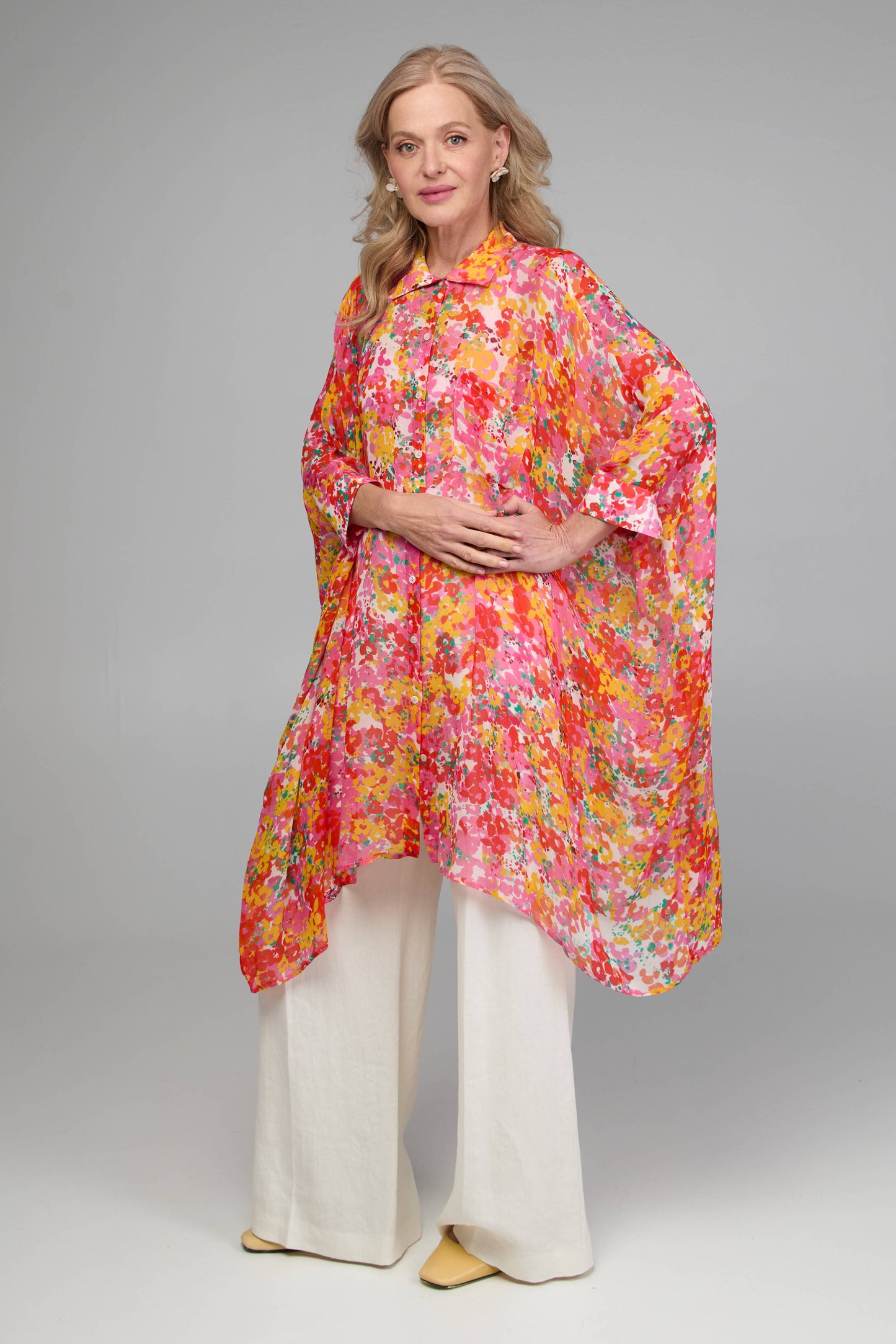 Oversized Sheer Floral Shirt