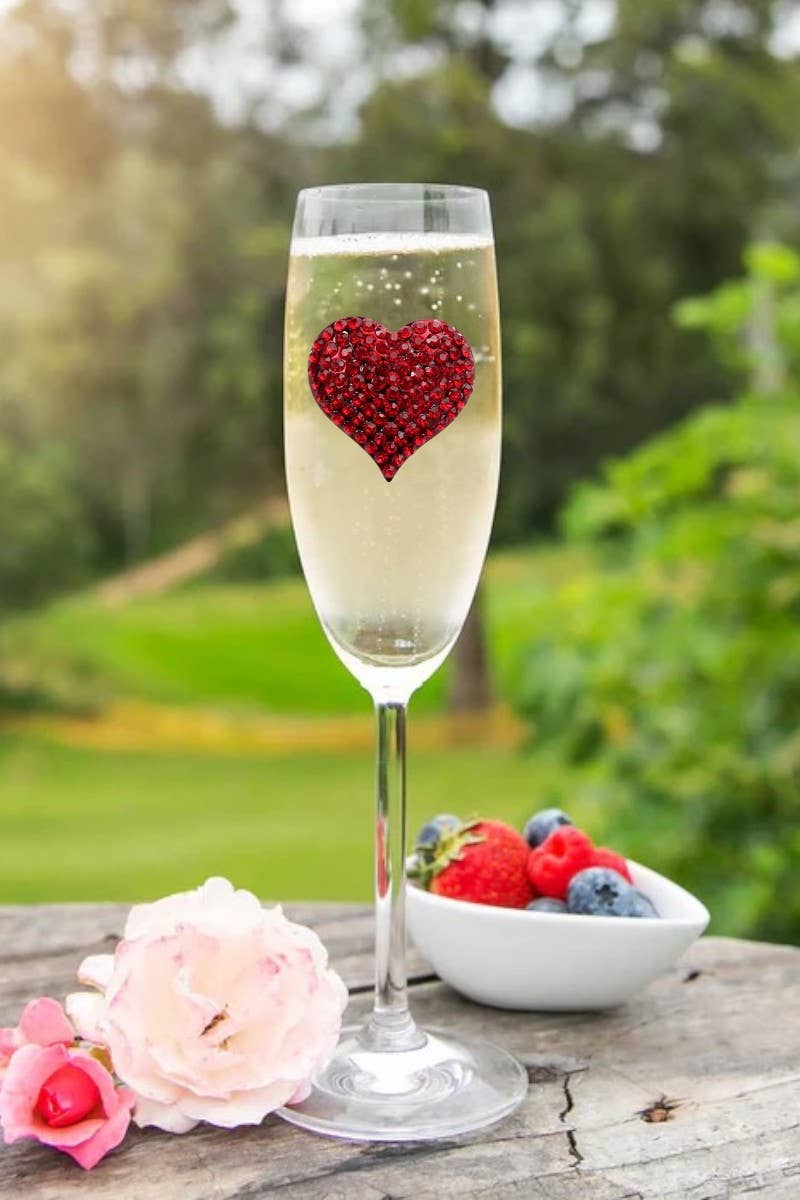 Red Heart Jeweled Stemmed Champagne Flute