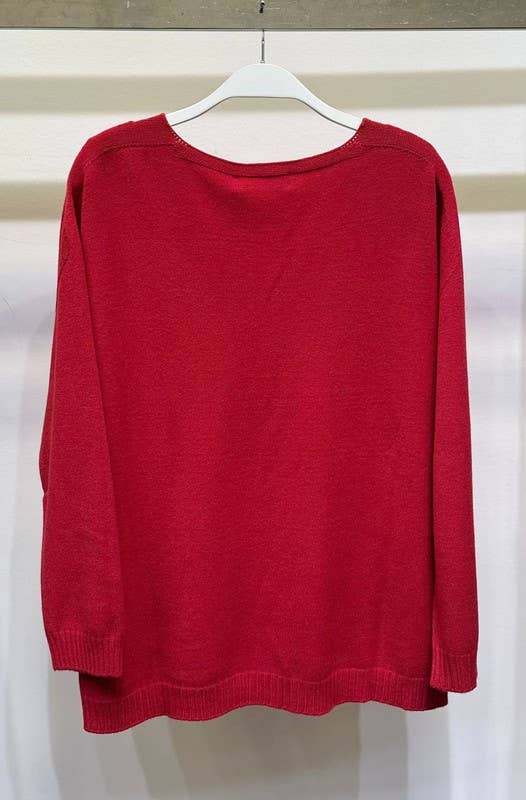 Soft Touch V-Neck Sweater - Red