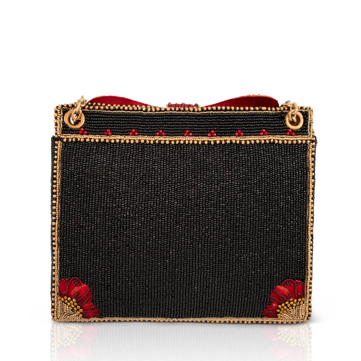 MF Floral Bow Beaded and Embroidered Handbag
