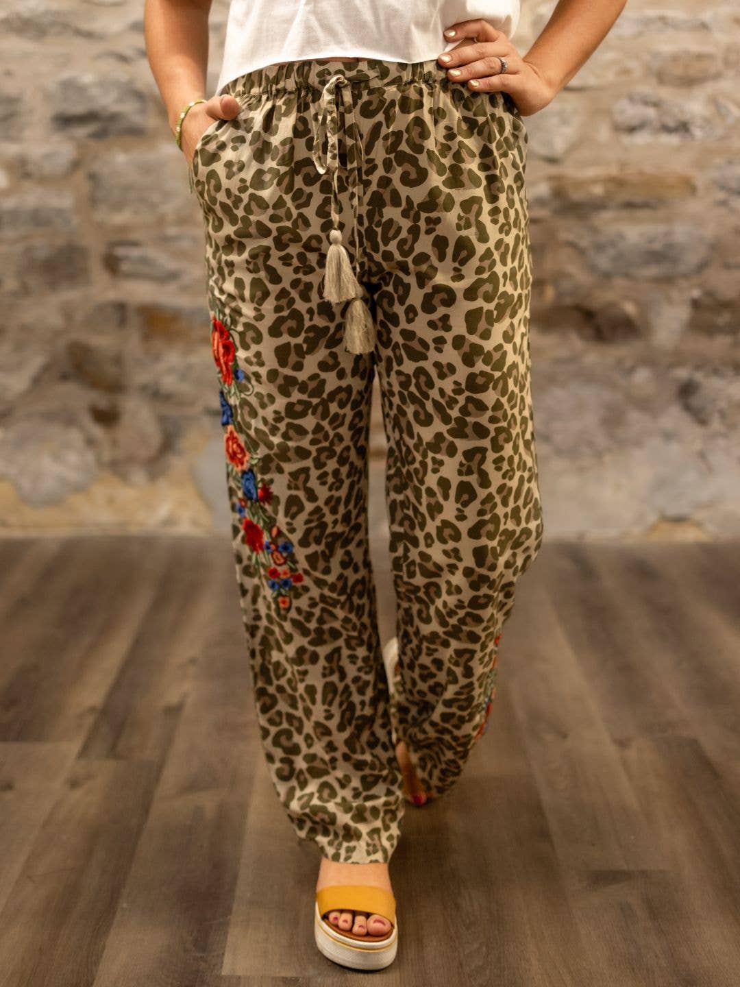 LAST CALL SIZE L | Animal Print Embroidered Lounge Pants