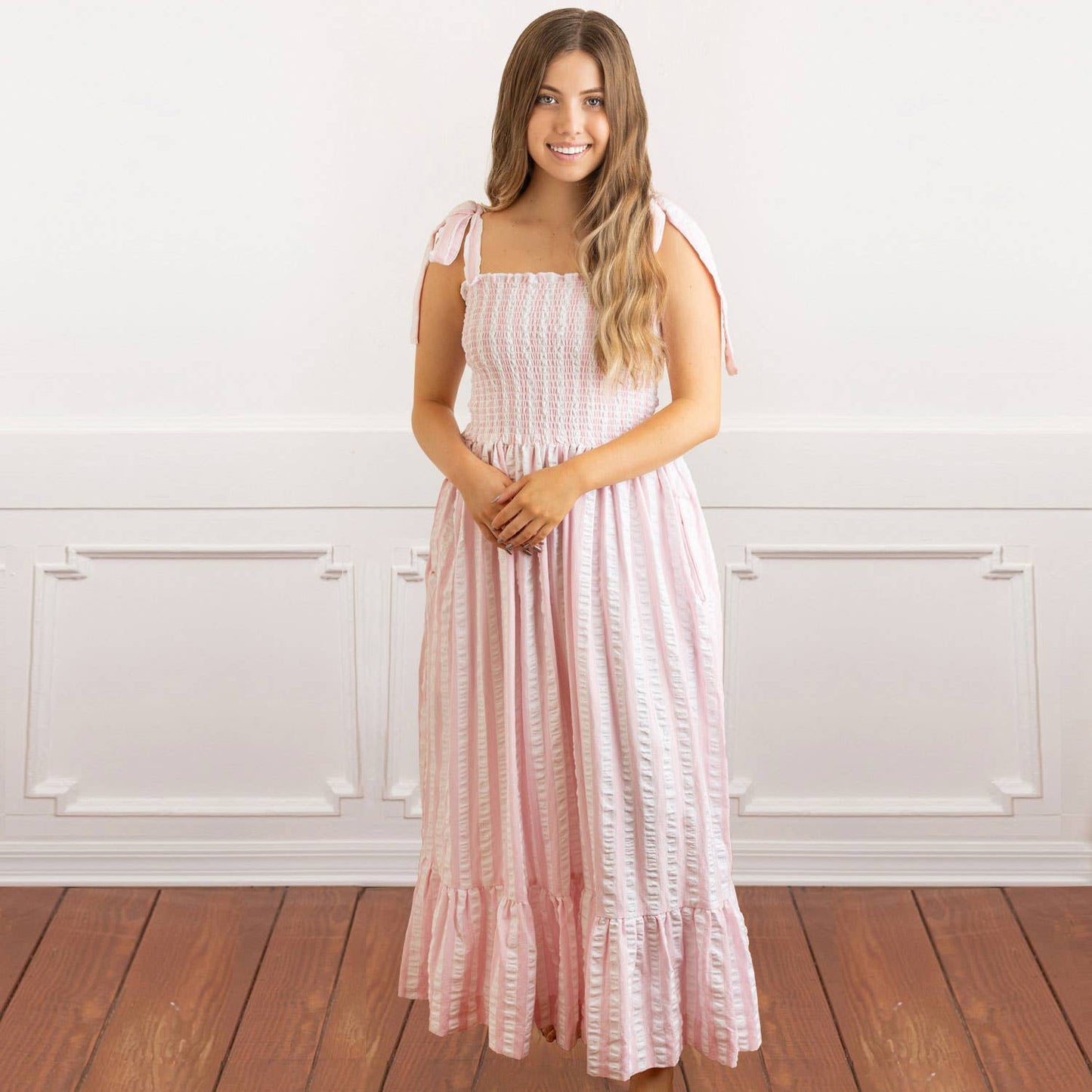 Seersucker Tie Top Dress