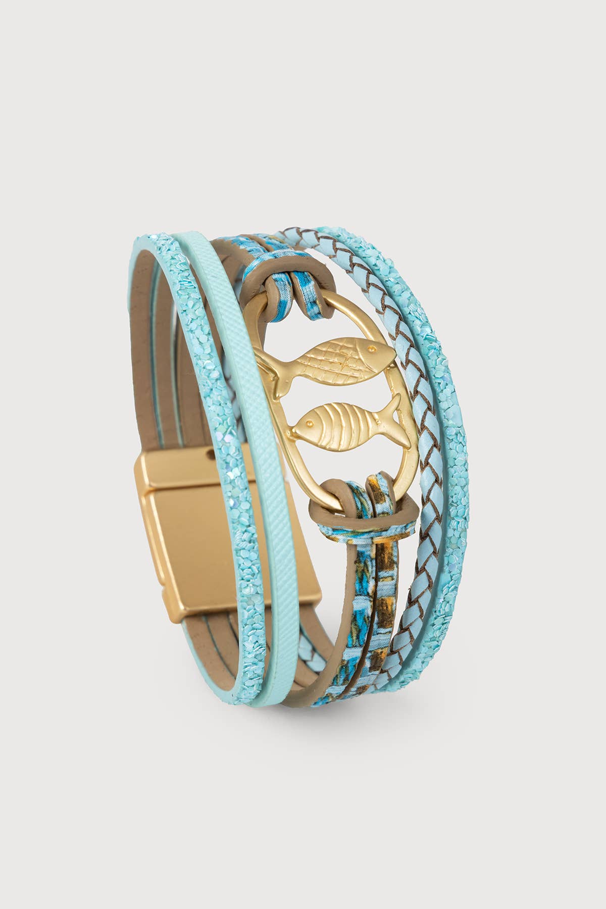 Fish Charm Leather Bracelet