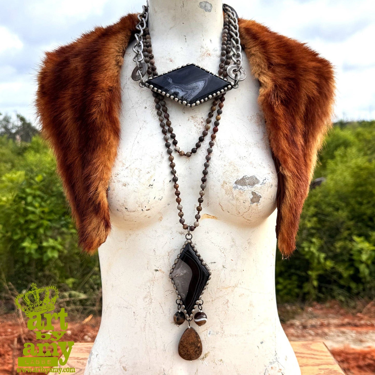 ABA Black Diamond Geode & Jasper Necklace