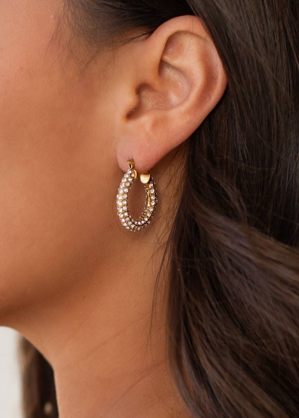 Luxe Gold Rhinestone Hoop Earrings
