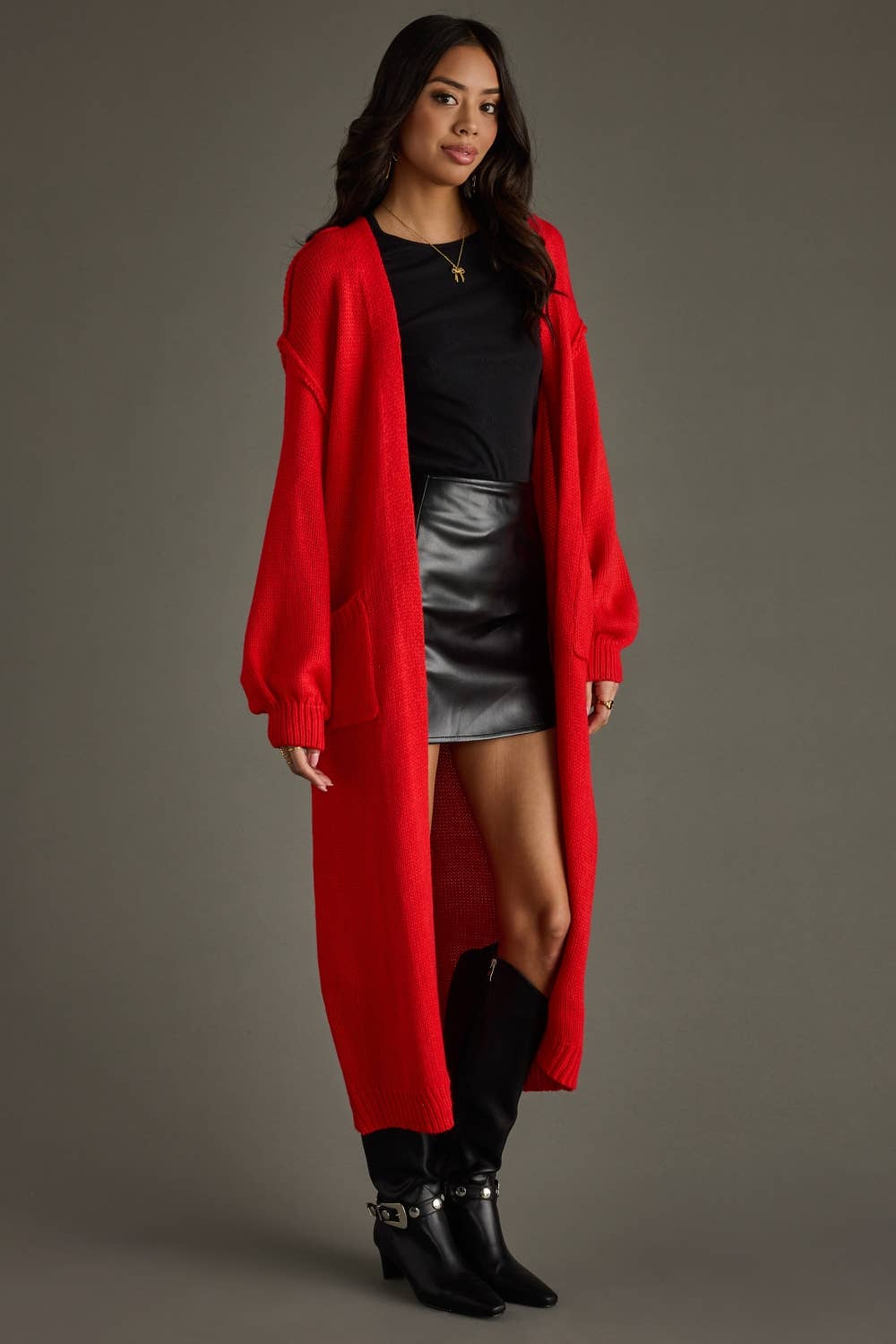 Duster Cardigan - Tomato Red