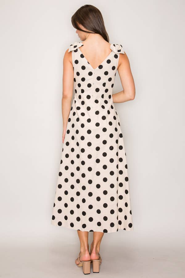Polka Dot Bow Shoulder Dress
