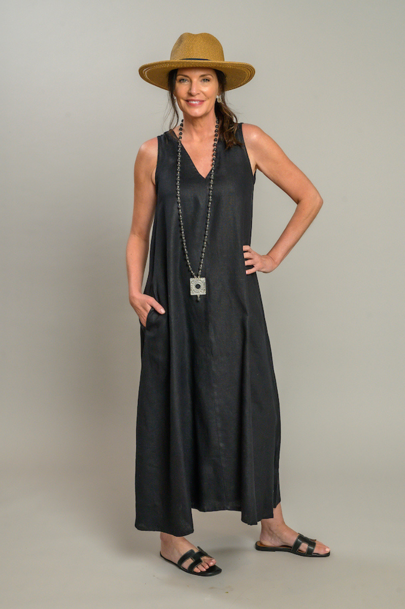 LAST CALL SIZE XL | Long Linen Dress - Black