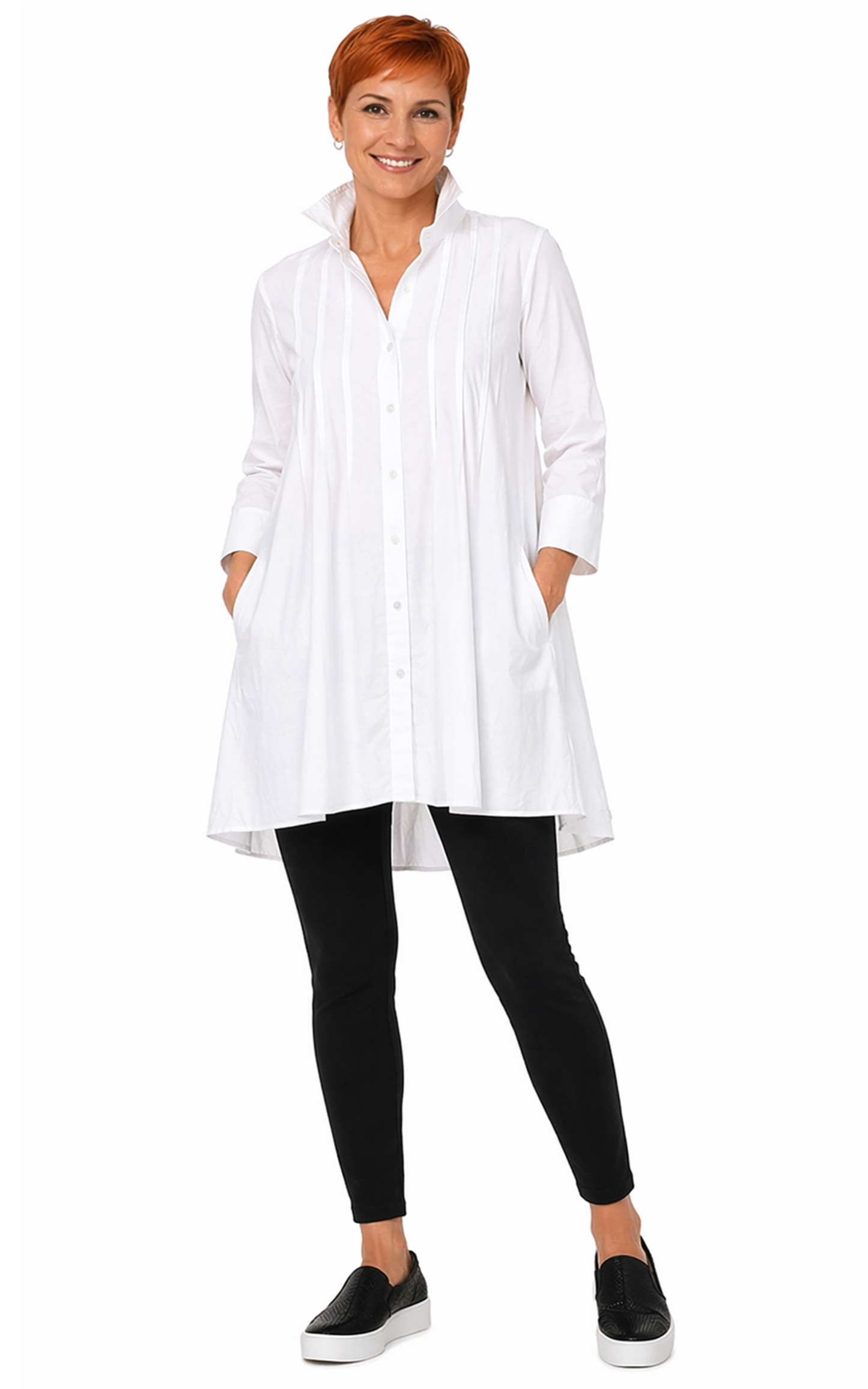 Pleated Cotton Tunic Top