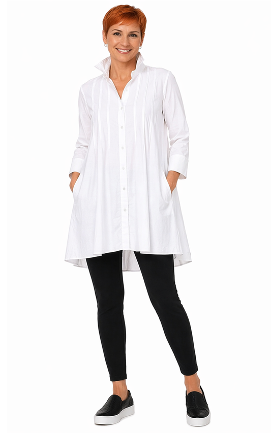 Pleated Cotton Tunic Top